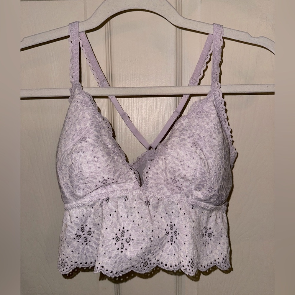 Aerie padded Lace Bralette in Lavender M feminine summer spring beach lounge